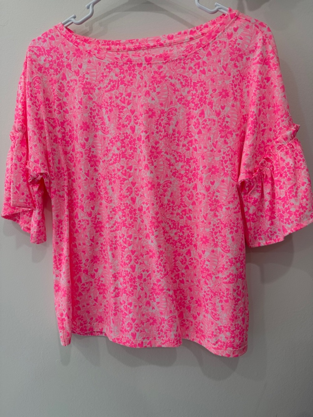 Lilly Pulitzer Pink Floral Ruffle Sleeve Top - Picture 2 of 6